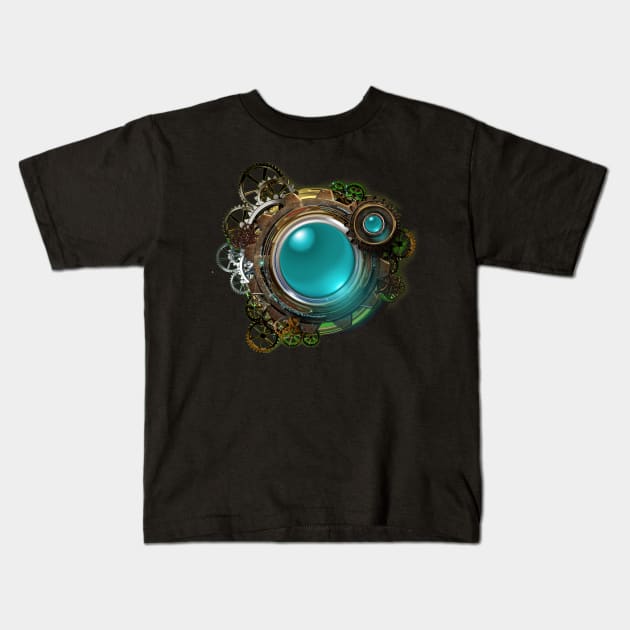 Green Glass Gear Gadget Kids T-Shirt by TinBennu